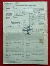 POLAND - 1944 WW II German Occupation, Rare Document Lohensteuerkarte 1944 /1946