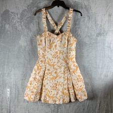 Anthropologie Maeve Women's Dress M Fit & Flare Orange Floral Sweetheart Cross