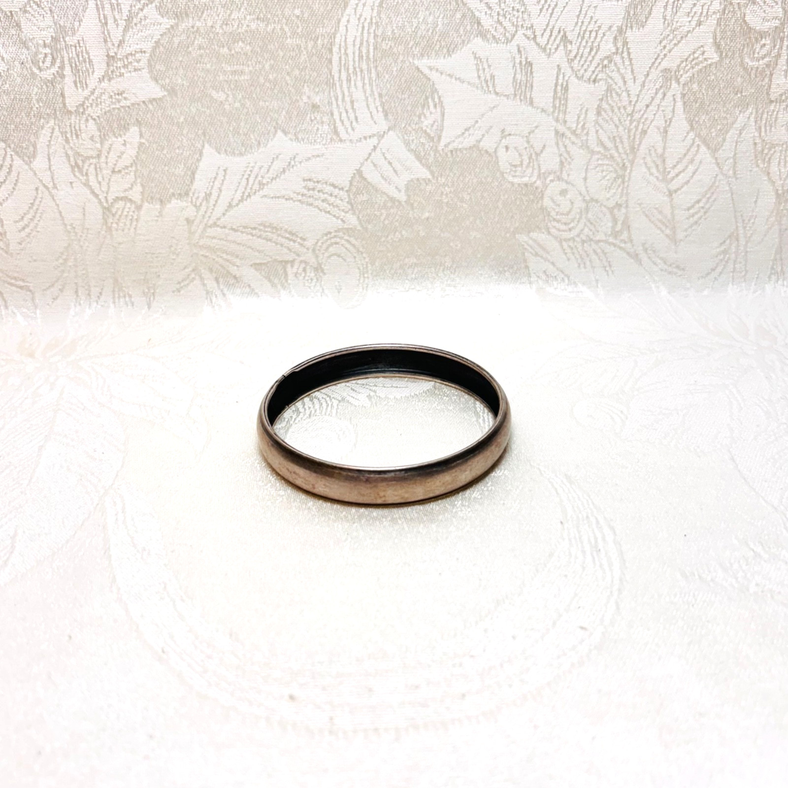 BRACELET solid copper silverplated bangle slide i… - image 1