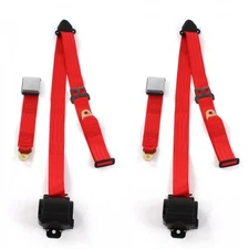 Chevy Truck 1955 - 1959 Airplane 3pt Red Retract Bucket Seat Belt Kit-2 Belts 