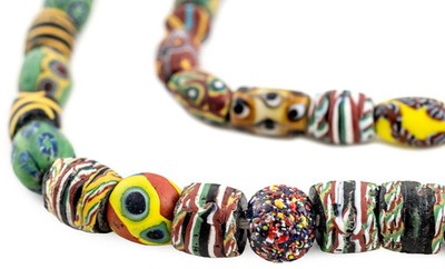 Oval Antique Venetian African Millefiori Trade Beads #15901 10mm Ivory Coast