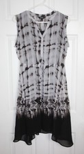 Simply Vera Vera Wang Womens Small Gray Black Shift Dress Sleeveless Split Neck