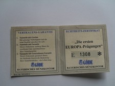 Münz Echtheits-Zertifikat / 2000 - EUROPA-Kalender - Die ersten EUROPA-Prägungen