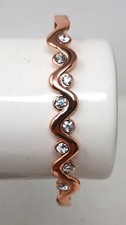 Magnetic Copper Bracelet Wavy Design Crystals  Magnets Holistic Relief  J-5