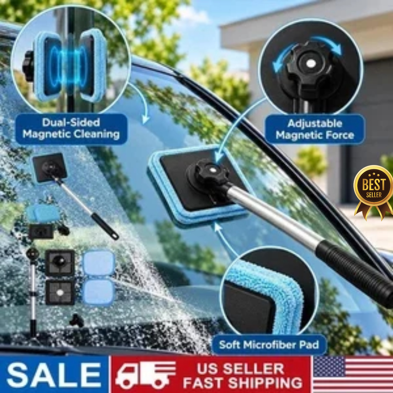 Dual Magnetic Car Windshield Cleaner, Double-Sided Window Cleaning Tool