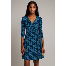 Nine & Co Dress Womens 8 Blue Ruched Tie Side Y2K Classy Elegant Ruched Boho