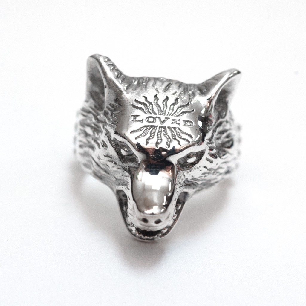 GUCCI Men's Anger Forest Sterling Silver Wolf Ring Size 10 (22