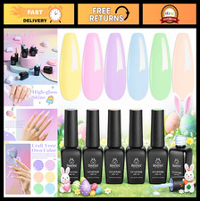 Pastel Gel Nail Polish Set - 6 Colors Macaron Soft UV Soak Off for DIY Nail Art