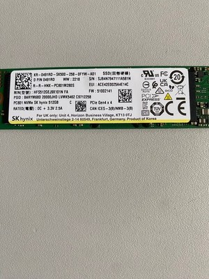 SK hynix BC901 512GB NVMe M.2 2280 SSD PCIe Gen4 x4 (HFS512GEJ9X108N)