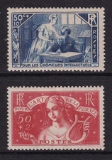 FRANCE 1935 Intellectuals Fund set of 2 SG 532-533 MH/* (CV £78)