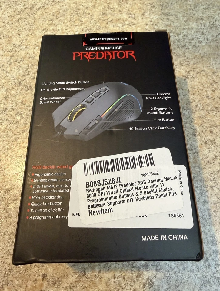 Red Dragon M612 Predator RGB Gaming Mouse, 8000 DPI Wired Optical Mouse - Image 2 of 4