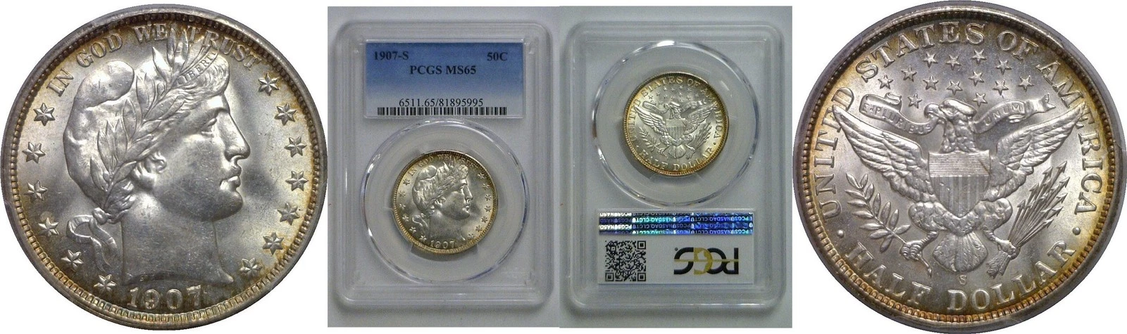 1907-S Barber Half Dollar   PCGS MS-65