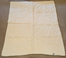 Quiltex vintage baby blanket pastel heart pattern pink, blue, yellow on cream