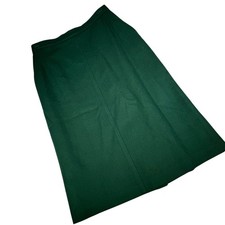 Jantzen Vintage Women's A-Line Midi Skirt Forest Green Button Closure Size 12