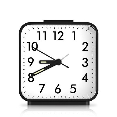 OQIMAX Analog Alarm Clocks, Non Ticking Table Clock with Small, Black 