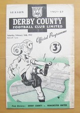 DERBY COUNTY v MANCHESTER UNITED 1951/1952 *VG Condition Football Programme*