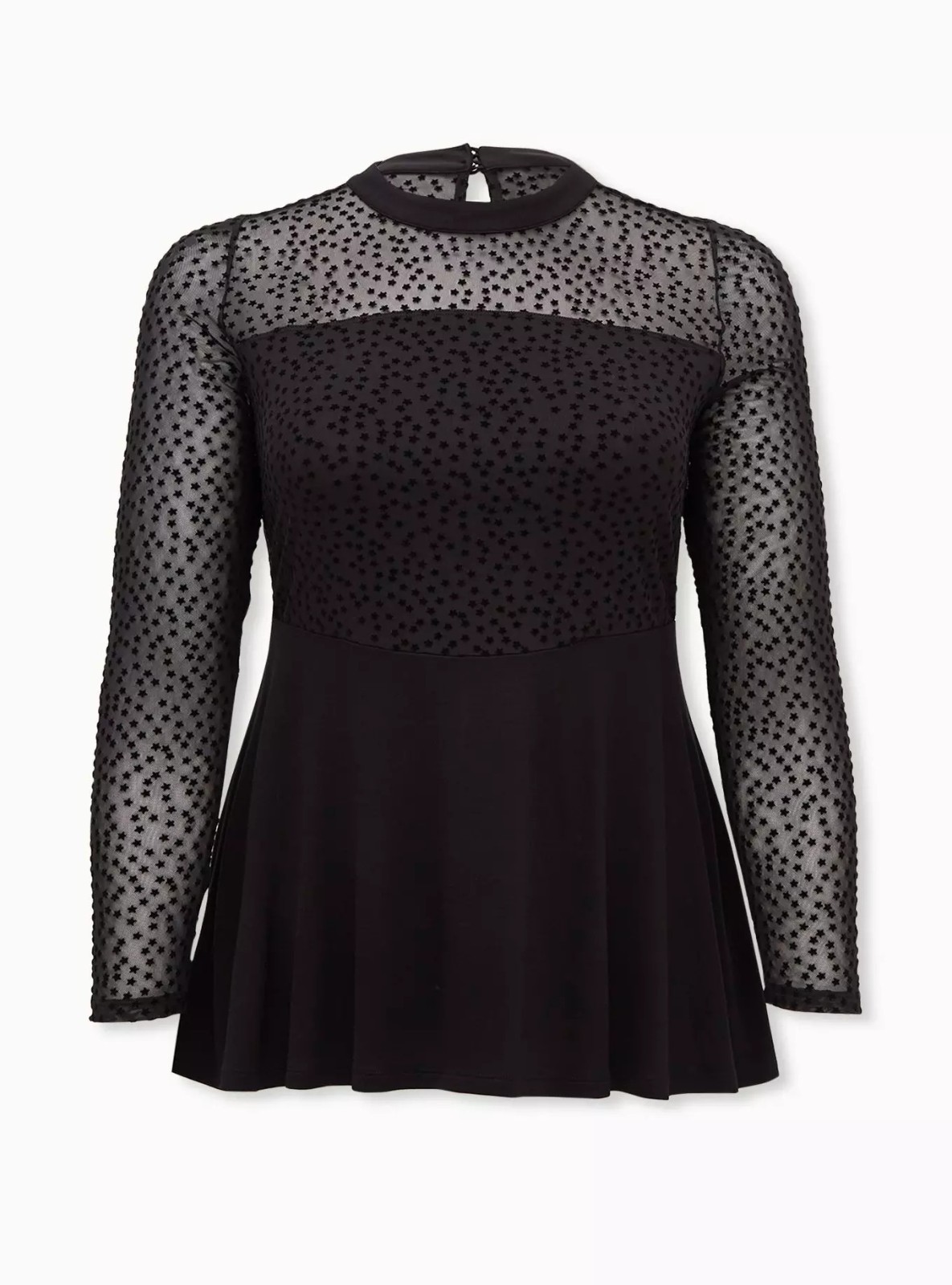 Black Star Mesh Torrid Long Sleeve Blouse Size 1 Top Goth