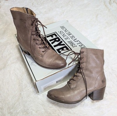 Frye Courtney Lace Up Boots As Seen On Taylor Swift Grey Brown Leather 7