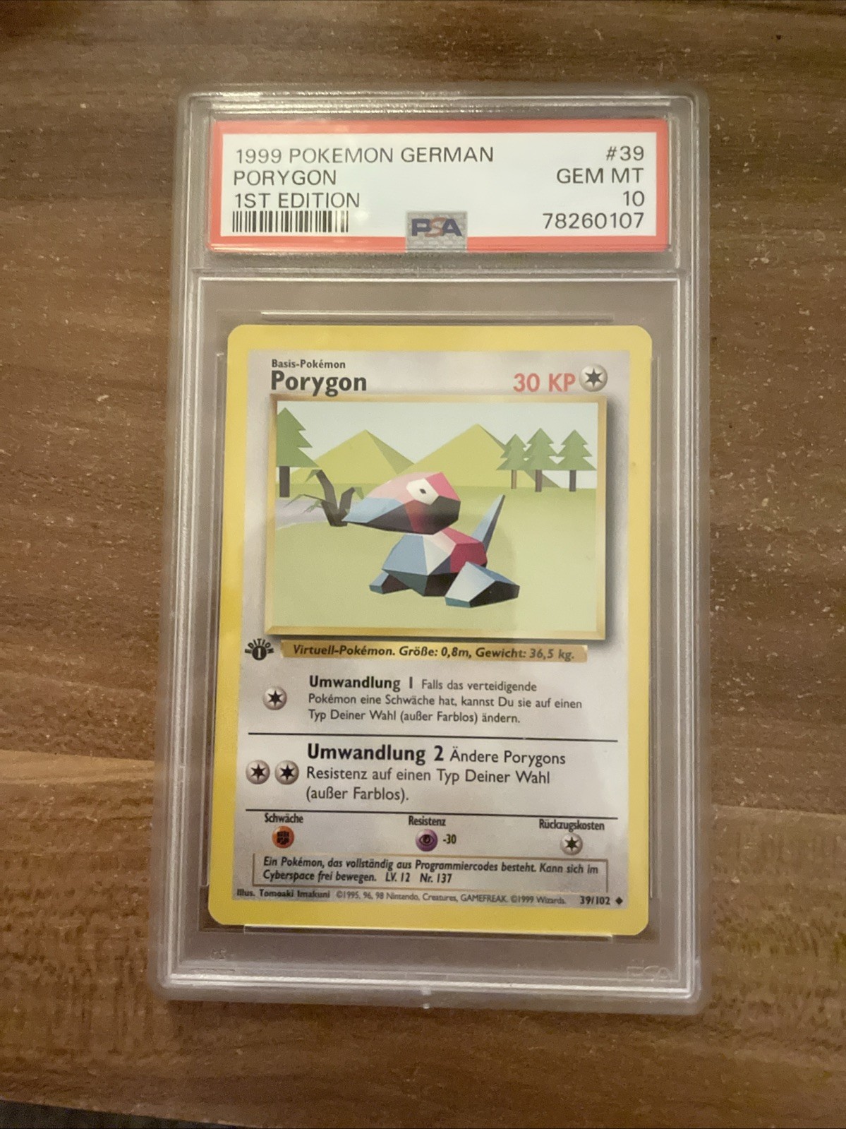 Pokémon Porygon #39 Base Set 1. Edition 1999 PSA 10 Deutsch Gem Mint Vintage