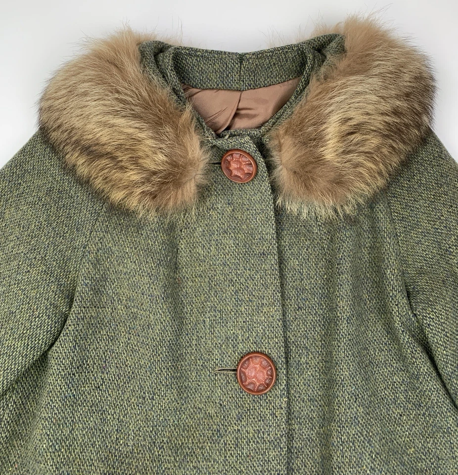 Винтажное женское шерстяное пенилановое пальто 1960-х годов производства Союза ILGWU с отделкой из меха кролика - Изображение 4 из 4