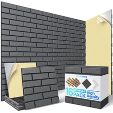 16 Pack Brick Acoustic Panels with Self-Adhesive, 12" X 12" X 0.4" Sound Proo...