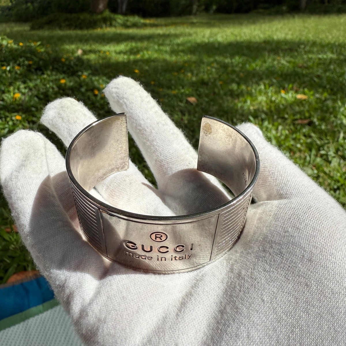 GUCCI 925 made in Italy ブレスレット Vintage Gucci Cuff Bracelet 925 Sterling Made in Italy Authentic