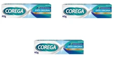 3 X COREGA  MENTHOLIC DENTURE FIXING CREAM 3X40GR     STRONG FIXATION