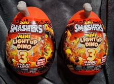 New Set of 2 ZURU Smashers Mini Light Up Dino Over 6 Surprises Each Egg Series 4