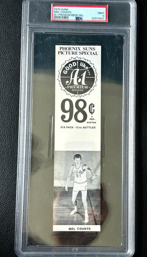 1970 Phoenix Suns Mel Counts A1 Premium Beer PSA 9 RARE Vintage Basketball