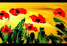 FLOWERS   Modern Abstract   Original Oil Painting  IMPRESSIONIST HT9