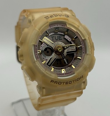 Casio Baby G BA-110SC Analog Digital Womens Watch - New Batteries - Yellowed