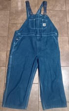 Vintage Carhartt Denim Bib Overalls Mens Size 46x30 Medium Wash Workwear RO8 DNM