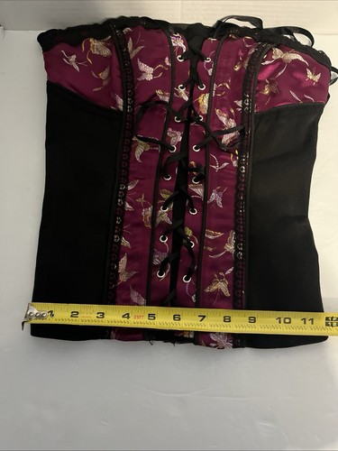 Corsetto vintage TRIPP gotico Y2K senza spalline viola nero grunge farfalla top piccolo - Foto 23 di 24