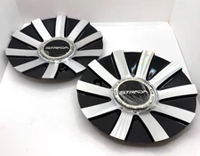 C-STRA-1 C-1213-3 Strada Set of Two Black and Silver Wheel Center Cap