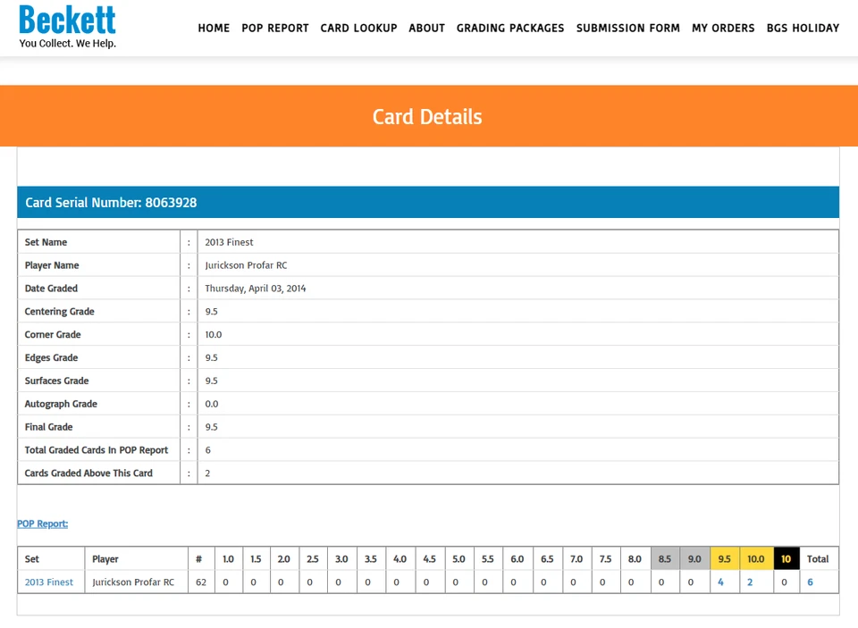 Jurickson Profar RC BGS 9.5: 2013 Finest Rookie Card Gem Mint Plus #62 - Image 3 of 3