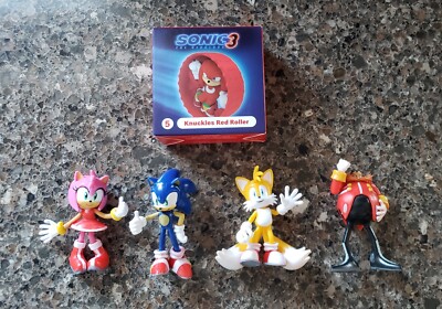 SONIC THE HEDGEHOG (4) SQUEEZELINGS SONIC TAILS AMY EGGMAN LOT + Bonus Knuckles