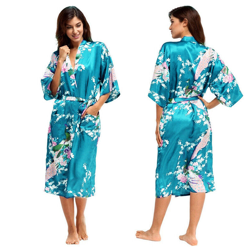 Silk Satin Kimono Robe Dressing Gown Wedding Bridesmaid Sleepwear