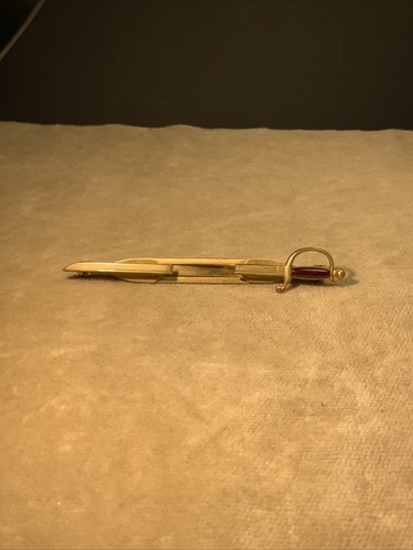 Vintage Anson Gold Tone with Red Enamel Handled Sword Tie Clip - Picture 2 of 20