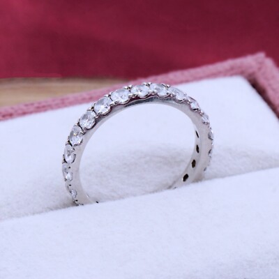 Pave Cubic Zirconia Full Eternity Band Ring, 925 Sterling Silver ...
