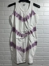 New - VENUS Tie Dye Ruched Lounge Dress White & Purple Size Medium $49