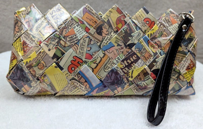 Nahui Ollin Candy Wrapper Clutch Wristlet Bag Multicolor Recycled comics 3299