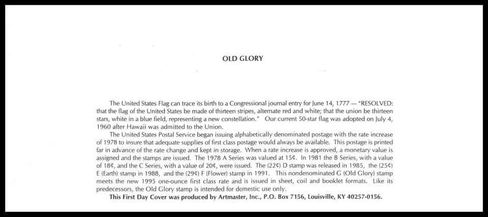 1994 Flag G-rate booklet pane of 18 Sc 2886a Artmaster premium cachet - Image 2 of 2