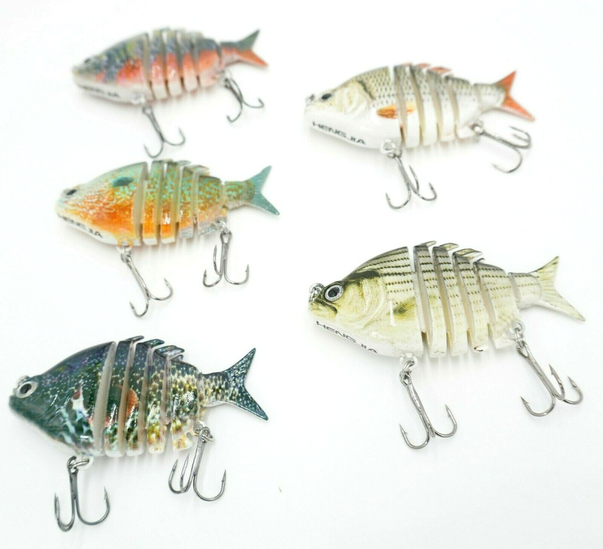 Jointed Fishing Lure Set Swim bait Multi Jointed Slow Crank 5PACK | eBay
