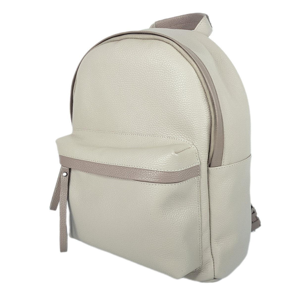 LODÍS Leather Backpack Taupe Pebbled Leather Pebble Leather Backpack (M)- Greyish Taupe – Da Milano main image 2