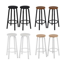 EUGAD 2er Set Barhocker Barstühle Hocker Küche Fußstütze Rund Thekenhocker Stahl