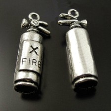 Bulk 20 Fire Extinguisher Charms Antique Silver Tone 3D Detailed - SC1830