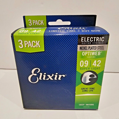 Original Elixir Optiweb Nickel/Stahl E-Gitarrensaiten 09-42 - 3 x Sets