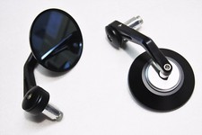 Rétroviseur rond CNC Noir Alu embout guidon café racer custom roadster 13mm 18mm