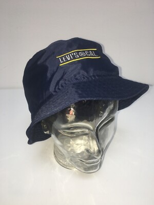Levis Hut Fischerhut Bucket Hat Vintage 90's 90er Britpop grau Gr. XL blau