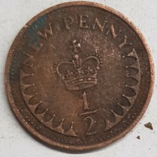 Old Coin 1975 Halfpenny British